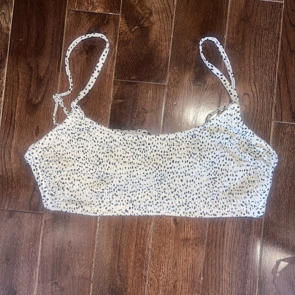 Juniors' Smocked Bralette Bikini Top - Xhilaration Beige Dot Print- XL - Picture 5 of 5